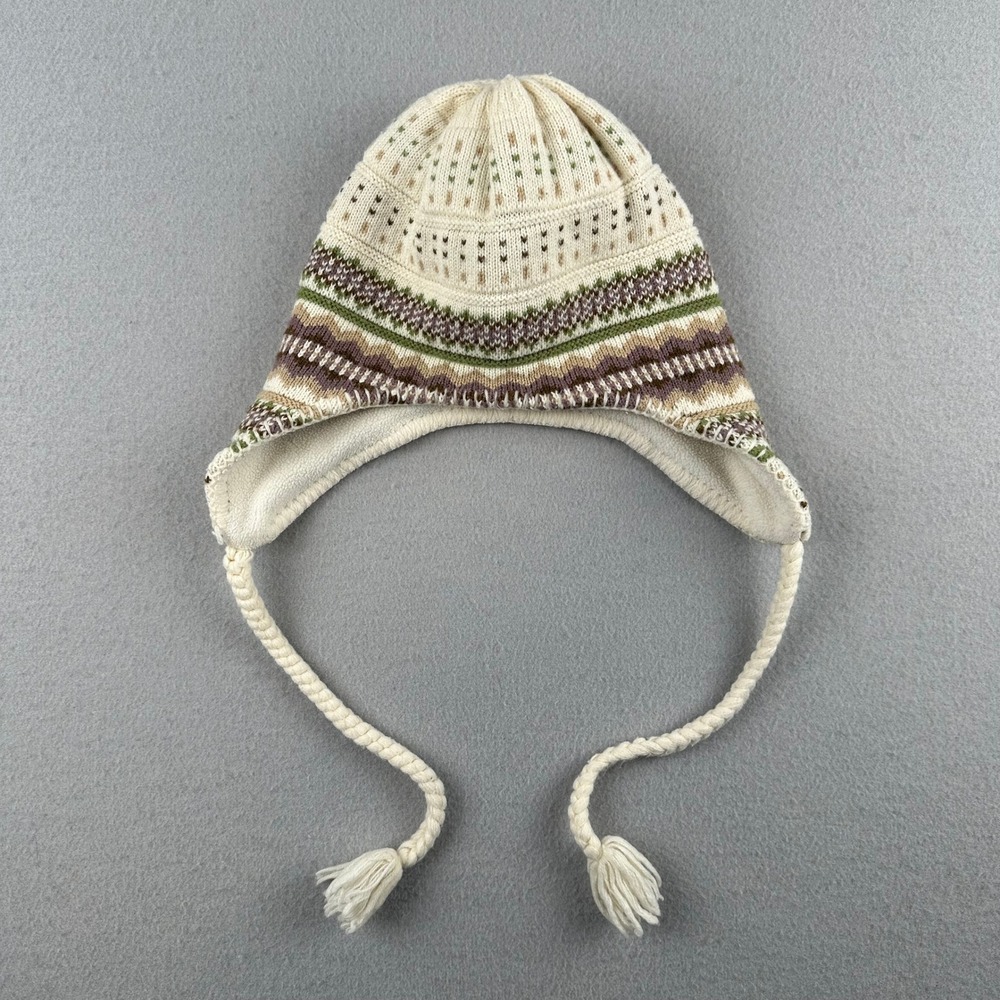 Unbranded Trapper Hat Unisex OS Tusk Cream Fair Isle Knit Fleece Lined Ear Flap